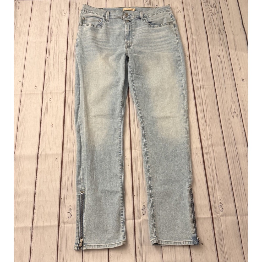 Levi's Premium 724 High Rise Straight‎ Jeans Light Wash W32 L30 Ankle Zipper